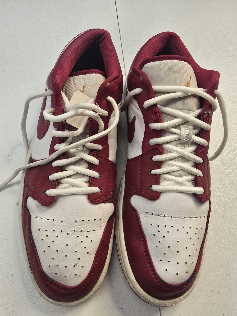 Jordan Men’s Low-Top Sneakers - White and Burgundy